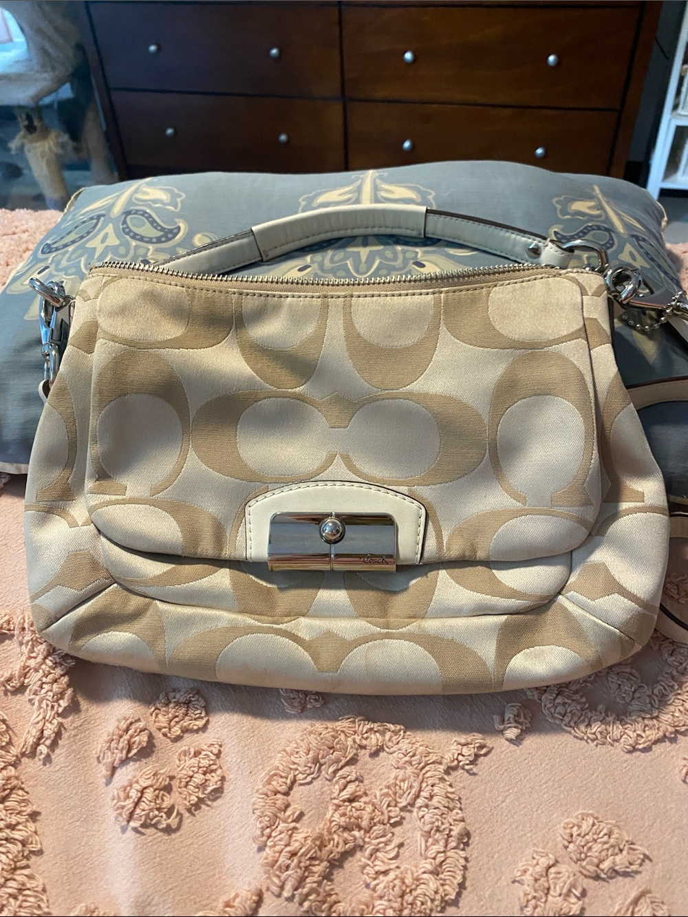 Coach Beige/Chalk Signature Shoulder Bag
